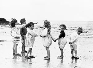 Children Playing on the Beach Victorian period