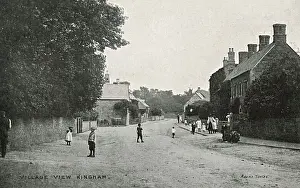 Oxfordshire Prints: Children playing in Church Road, Kingham