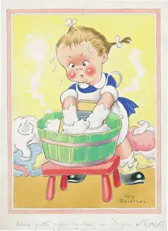 Children playing - domestic settings - humorous card