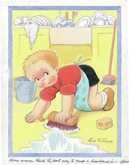 Children playing - domestic settings - humorous card