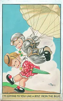 Children playing - domestic settings - humorous card