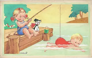 Children playing - domestic settings - humorous card