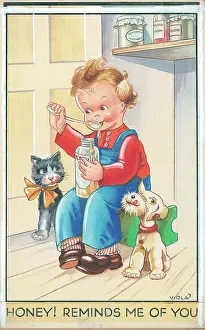 Children playing - domestic settings - humorous card