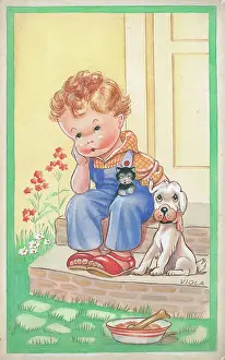 Children playing - domestic settings - humorous card