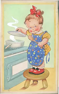 Children playing - domestic settings - humorous card