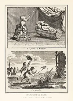 Diversion Prints: Children playing games with butterflies