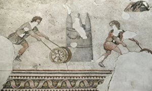 Children playing a hoop game. Mosaic of the Great Palace Mos