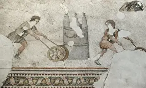 Tessera Prints: Children playing a hoop game. Mosaic of the Great Palace Mos