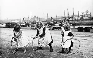Hoops Prints: Children playing with hoops Victorian period