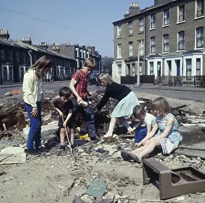 Junk Prints: Children playing with junk, Balham, SW London