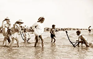 Children playing at the seaside Victorian period