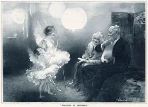 Blampied Prints: Two children putting on a ballet show for their grandparents. Date: 1933