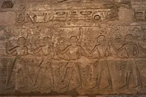 Xixth Prints: Children of Ramses II carrying flowers and ostrich feathers
