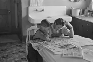 Convenience Prints: Children reading Sunday papers, Rustan brothers farm near D