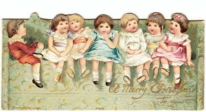 Images Dated 5th October 2017: Children on a reversible Christmas and New Year card