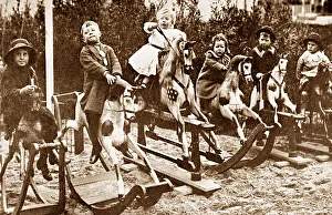 Rocking Prints: Children on Rocking Horses early 1900s