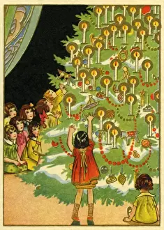 Children round the Xmas tree