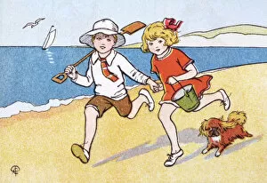 Bucket Collection: Children Run on Sand