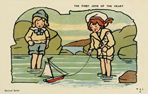 Joys Prints: Children sailing a toy yacht