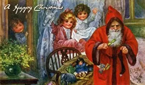 Images Dated 18th July 2011: Children see Santa filling their stockings