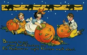 Shaping Prints: Children shaping Jack-o lanterns
