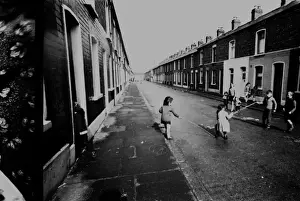 Children skipping in a street, Belfast, Northern Ireland