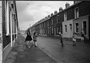 Children skipping in a street, Belfast, Northern Ireland