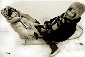 Soviet Collection: Children on a sledge, Gorki Park, Moscow