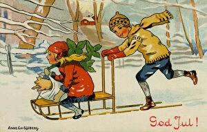 Children on a sleigh