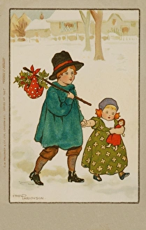Images Dated 12th April 2008: Children in the snow by Ethel Parkinson