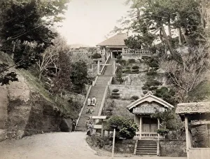 Woody Prints: Children on steps at Katase, Kanagawa, Japan