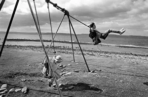 Enjoy Prints: Children on swings, Arran, Scotland