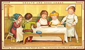 Floorboards Prints: Five children at a table on a Christmas card