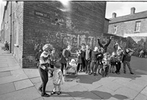 Stick Collection: Children in Varna Street, Belfast, Northern Ireland