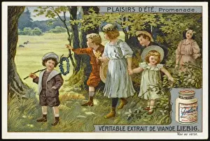 Children Walk in Woods
