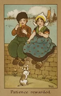 Children Gallery: Two children on a wall by Florence Hardy