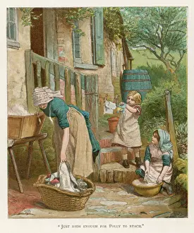 1884 Prints: Children Wash Clothes