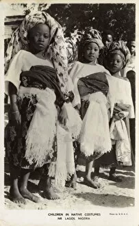 Nigerian Gallery: Children wearing native costume - near Lagos, Nigeria