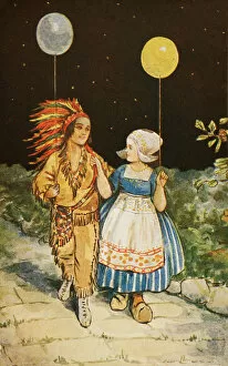 Clogs Gallery: Childrens Party American Indian and Dutch girl