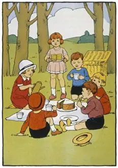 Picnics Prints: CHILDRENS PICNIC 1920S