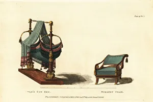 Child's cot bed and nursery chair, Regency era
