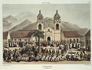 Chile (1836). Andacollo. Procession in St. Stephen s