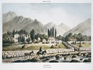 Chile (1854). Guanta, in Coquimbo valley. Litography