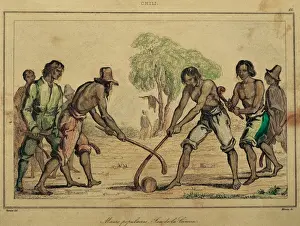 Indigene Prints: Chile. Cineca game. French engraving. Color