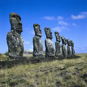 CHILE. VALPARAISO. Moai statues of Ahu Akivi