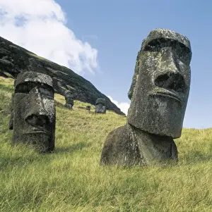 Moai Prints: CHILE. VALPARAISO. Rano Raraku. Moai statues