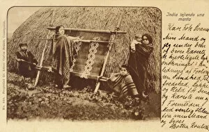 Chile Collection: Chilean Indian Woman weaving a blanket