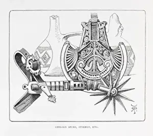 Equus Prints: Chilian spurs, stirrup illustration