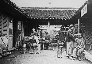 Pre 1900 Prints: China - Barber Shop - pre-1900