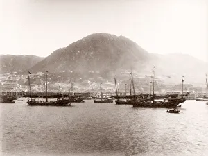 China c. 1880s - boats Hong Kong harbour